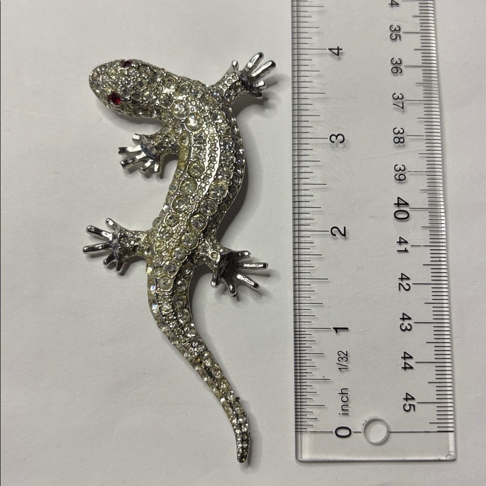 Kirks Folly Silver Tone Rhinestone Reptile Brooch - Picture 6 of 6